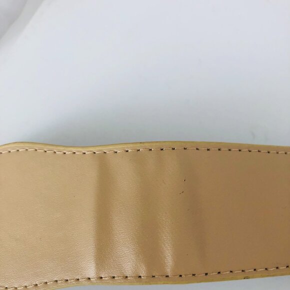 Beige-cream equestrian-inspired style faux leather wide stretch belt – small - Picture 8 of 10